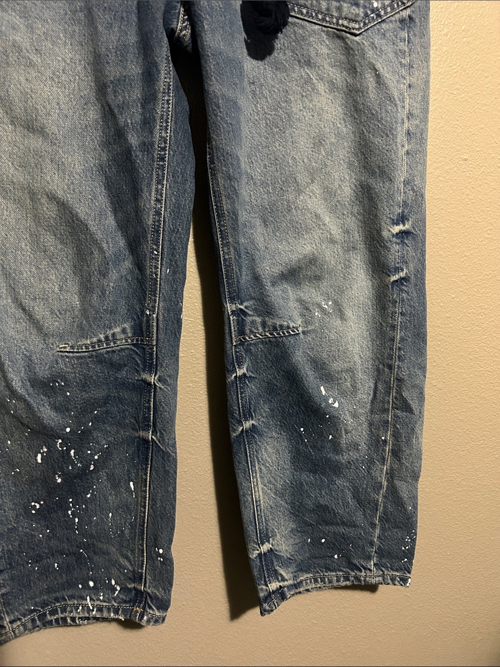 Free People We The Free Moxie Low Slung Pull On Barrel Jeans Timeless Blue 26 - Picture 9 of 14